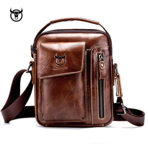 Genuine Leather men's Crossbody bag Vintage cow leather man Messenger Bags Small Shoulder bag for male Casual handbag