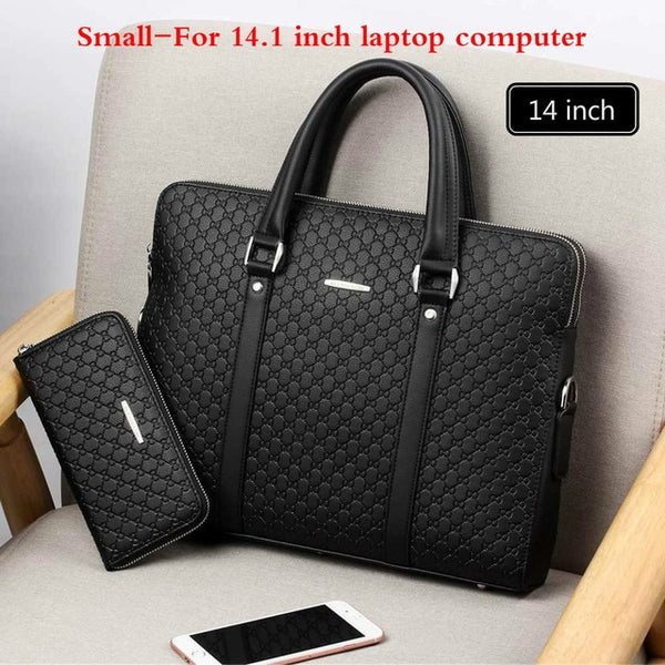 New Double Layers Men's Leather Business Briefcase Casual Man Shoulder Bag Messenger Bag Male Laptops Handbags Men Travel Bags