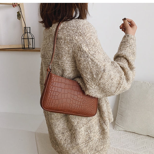 Fashion Crocodile Pattern Baguette bags MINI PU Leather Shoulder Bags For Women 2020 Chain Design Luxury Hand Bag Female Travel