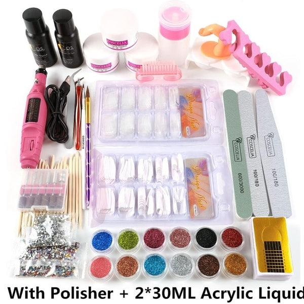 COSCELIA Acrylic Nail Kit Set Of Milling Cutters For Manicure Gel Varnishes Set Nail Art Decorations All For Manicure Nail Kit