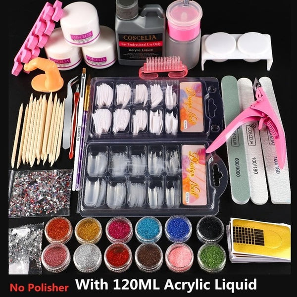 COSCELIA Acrylic Nail Kit Set Of Milling Cutters For Manicure Gel Varnishes Set Nail Art Decorations All For Manicure Nail Kit