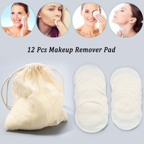 12Pcs Makeup Remover Pads Reusable Cotton Pads Make Up Facial Remover Bamboo Fiber Facial Skin Care Nursing Pads Skin Cleaning