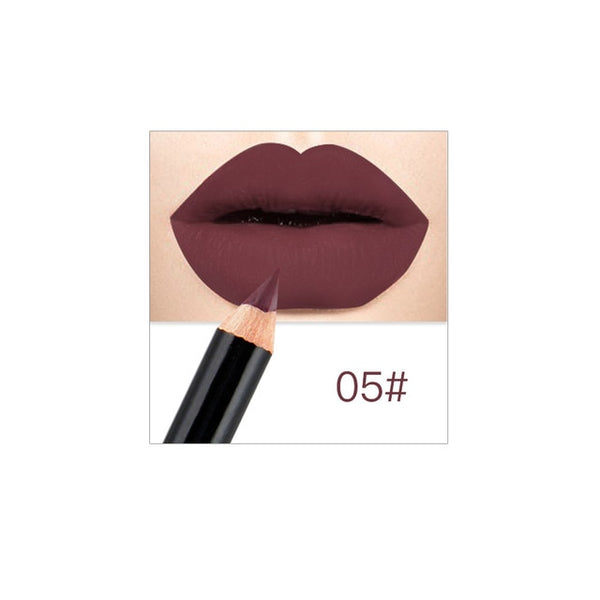 12 Colors Lip Pencils Matte Lipliner Waterproof Smooth Colorful Silk Nude Lipstick Pen Long Lasting Pigments Lip Makeup TSLM1