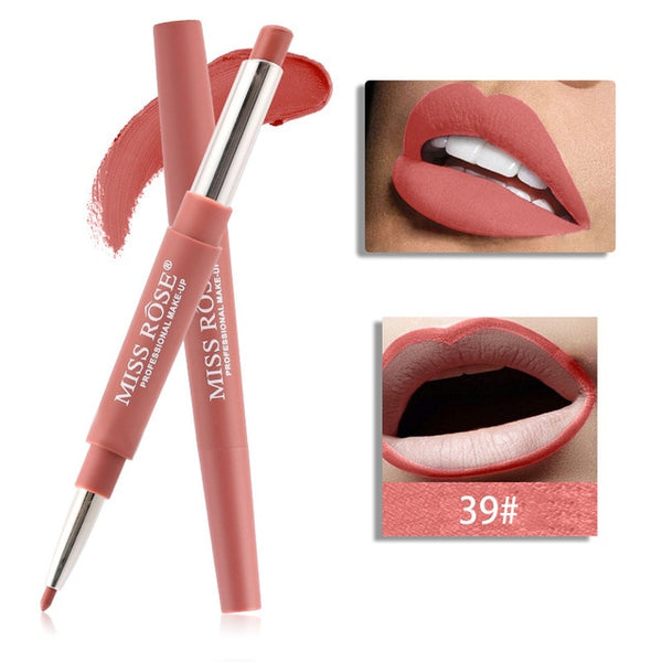 Professional Makeup Double-end Liplipstick Pencil Waterproof Long Lasting Tint Sexy Red Lip Velvet Matte Liner Pen Lipstick Set