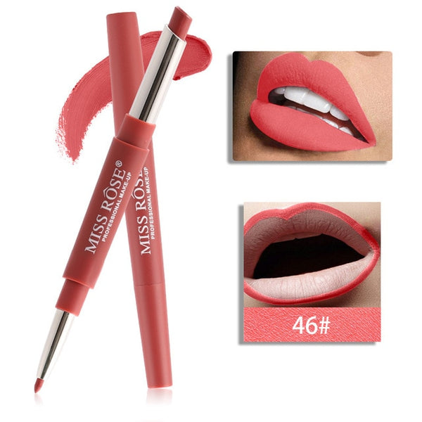 Professional Makeup Double-end Liplipstick Pencil Waterproof Long Lasting Tint Sexy Red Lip Velvet Matte Liner Pen Lipstick Set