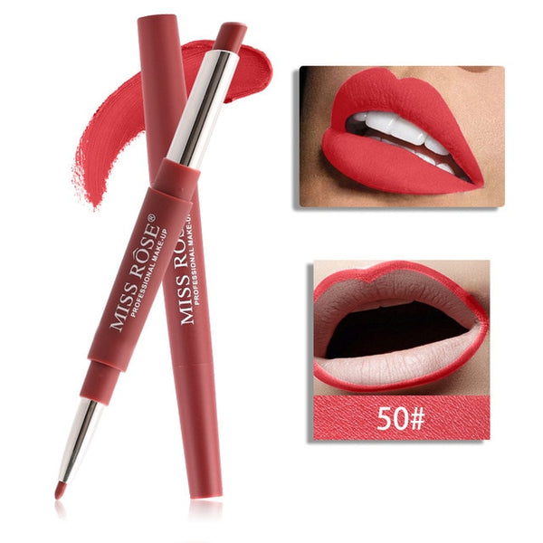 Professional Makeup Double-end Liplipstick Pencil Waterproof Long Lasting Tint Sexy Red Lip Velvet Matte Liner Pen Lipstick Set