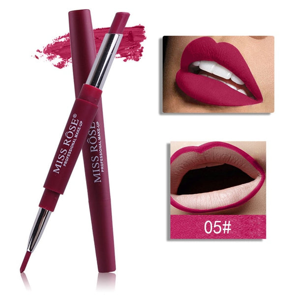 Professional Makeup Double-end Liplipstick Pencil Waterproof Long Lasting Tint Sexy Red Lip Velvet Matte Liner Pen Lipstick Set