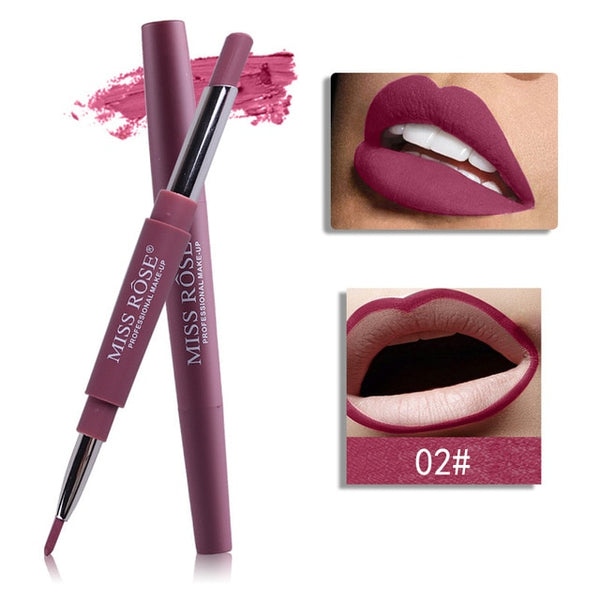 Professional Makeup Double-end Liplipstick Pencil Waterproof Long Lasting Tint Sexy Red Lip Velvet Matte Liner Pen Lipstick Set