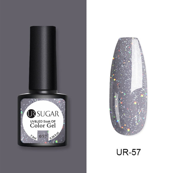 UR SUGAR 7.5ml Glitter UV Gel Nail Polish Glitter Sequins Soak Off UV Gel Varnish Colorful Nail Gel Polish DIY Nail Art Polish