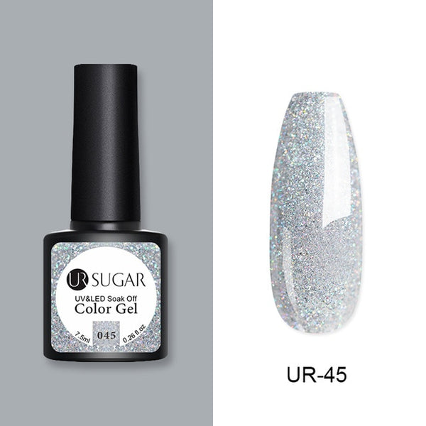 UR SUGAR 7.5ml Glitter UV Gel Nail Polish Glitter Sequins Soak Off UV Gel Varnish Colorful Nail Gel Polish DIY Nail Art Polish