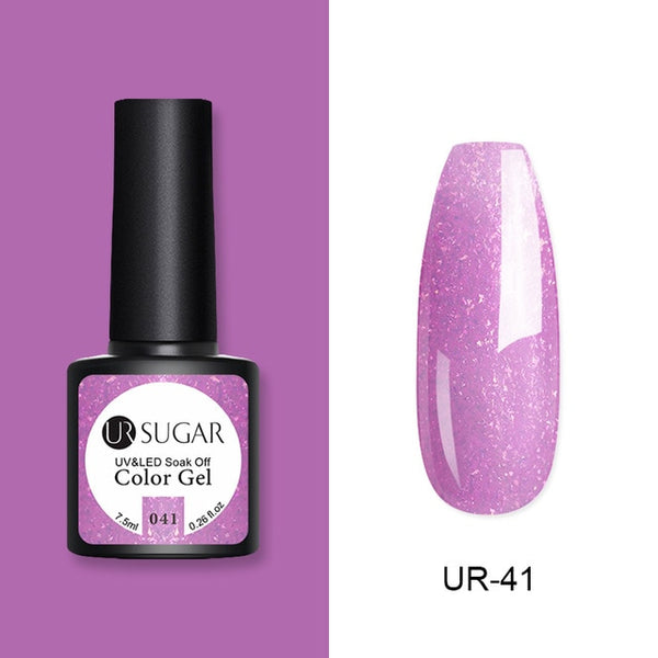 UR SUGAR 7.5ml Glitter UV Gel Nail Polish Glitter Sequins Soak Off UV Gel Varnish Colorful Nail Gel Polish DIY Nail Art Polish