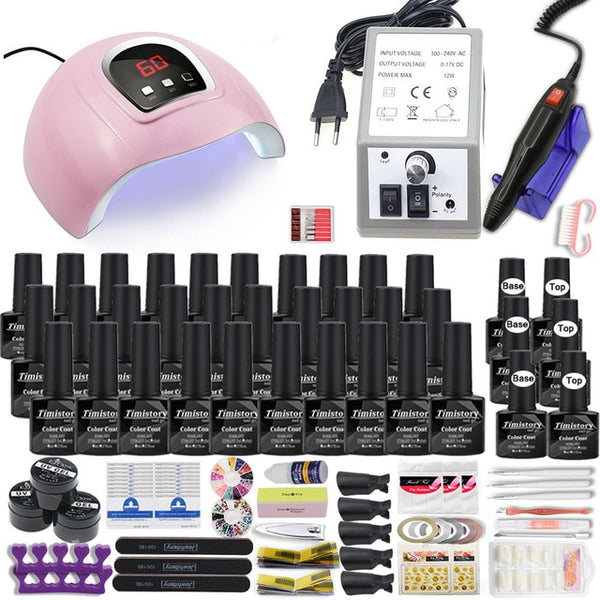 Manicure Set for Nail 30/20/10 Kind Nail Polish Kit with Nail drill Machine Nail lamp Acrylic Kit Nail Art Tools Nail Tool Set