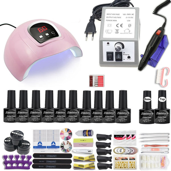 Manicure Set for Nail 30/20/10 Kind Nail Polish Kit with Nail drill Machine Nail lamp Acrylic Kit Nail Art Tools Nail Tool Set