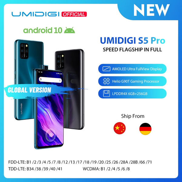 In Stock UMIDIGI S5 Pro Helio G90T Gaming Processor 6GB 256GB Smartphone FHD+ AMOLED In-screen Fingerprint Pop-up Selfie Camera