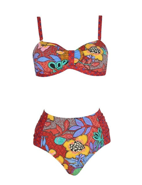 MERMAID- Bikini Women with high panty, bra QUILTED soft rimless, plus size, stamping floral, bikinis offer