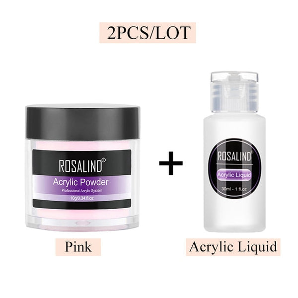 ROSALIND Acrylic Powder Poly Gel For Nail Polish Nail Art Decorations Crystal Manicure Set Kit Professional Nail Accesorios