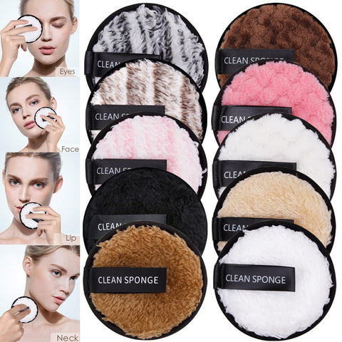 1/3Pcs 8cm Reusable Makeup Remover Discs Skincare Microfiber Washable Cleansing Sponge Make up Wipes Facial Cleansing Towel