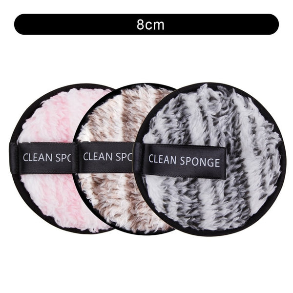 1/3Pcs 8cm Reusable Makeup Remover Discs Skincare Microfiber Washable Cleansing Sponge Make up Wipes Facial Cleansing Towel