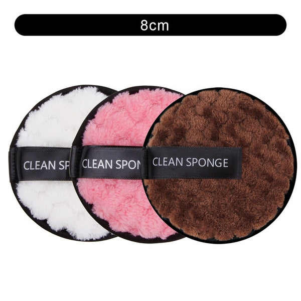 1/3Pcs 8cm Reusable Makeup Remover Discs Skincare Microfiber Washable Cleansing Sponge Make up Wipes Facial Cleansing Towel