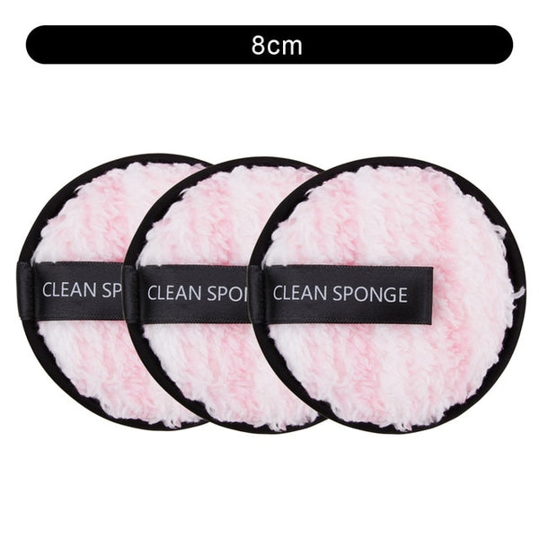 1/3Pcs 8cm Reusable Makeup Remover Discs Skincare Microfiber Washable Cleansing Sponge Make up Wipes Facial Cleansing Towel