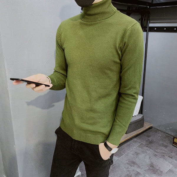 2019 Winter New Men's Turtleneck Sweaters Black Sexy Brand Knitted Pullovers Men Solid Color Casual Male Sweater Autumn Knitwear