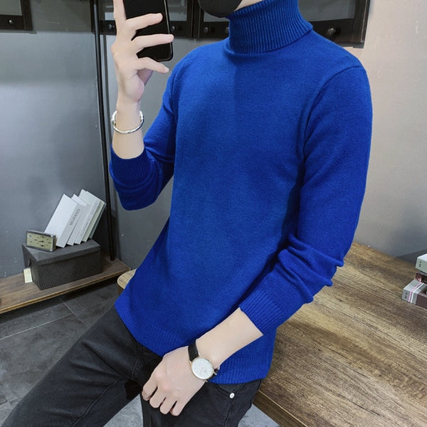 2019 Winter New Men's Turtleneck Sweaters Black Sexy Brand Knitted Pullovers Men Solid Color Casual Male Sweater Autumn Knitwear