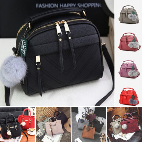 2020 Women PU Leather Handbag Femmes Messenger Bags With Ball Toy Bolsa Shoulder Bags sac a main Party Handbags сумка женская