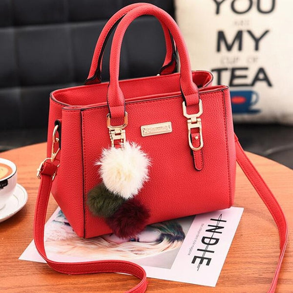 2020 Women PU Leather Handbag Femmes Messenger Bags With Ball Toy Bolsa Shoulder Bags sac a main Party Handbags сумка женская