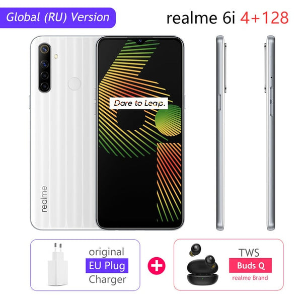 realme 6i Global Version 6 i Mobile Phone 4GB RAM 128GB ROM 5000mAh Battery Helio G80 6.5" Display 48MP Camera NFC Play Store