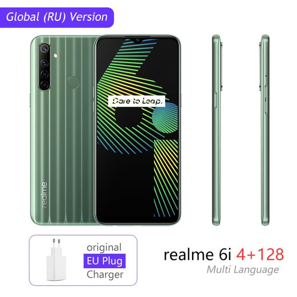 realme 6i Global Version 6 i Mobile Phone 4GB RAM 128GB ROM 5000mAh Battery Helio G80 6.5" Display 48MP Camera NFC Play Store