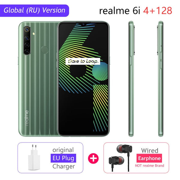 realme 6i Global Version 6 i Mobile Phone 4GB RAM 128GB ROM 5000mAh Battery Helio G80 6.5" Display 48MP Camera NFC Play Store