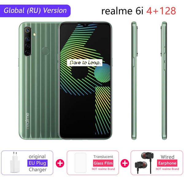 realme 6i Global Version 6 i Mobile Phone 4GB RAM 128GB ROM 5000mAh Battery Helio G80 6.5" Display 48MP Camera NFC Play Store
