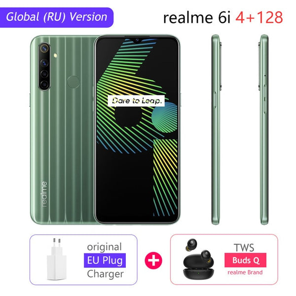 realme 6i Global Version 6 i Mobile Phone 4GB RAM 128GB ROM 5000mAh Battery Helio G80 6.5" Display 48MP Camera NFC Play Store