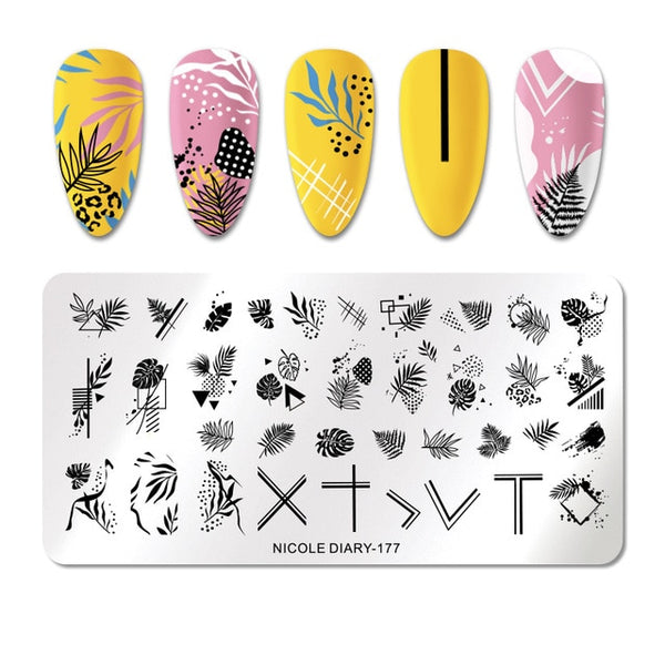 Summer Fruits Design Stamp Plates Leaf Flower Line Patterns Nail Art Stamping Template Printing Stencil Image Transfer Tool