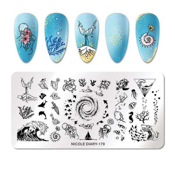 Summer Fruits Design Stamp Plates Leaf Flower Line Patterns Nail Art Stamping Template Printing Stencil Image Transfer Tool