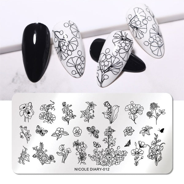 Summer Fruits Design Stamp Plates Leaf Flower Line Patterns Nail Art Stamping Template Printing Stencil Image Transfer Tool