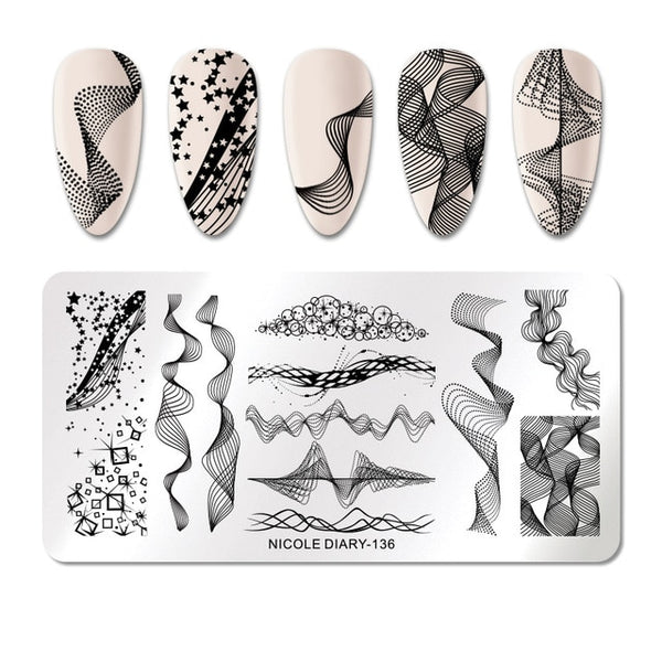 Summer Fruits Design Stamp Plates Leaf Flower Line Patterns Nail Art Stamping Template Printing Stencil Image Transfer Tool