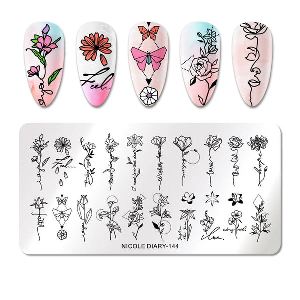 Summer Fruits Design Stamp Plates Leaf Flower Line Patterns Nail Art Stamping Template Printing Stencil Image Transfer Tool