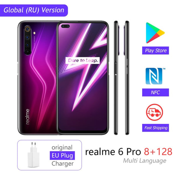 realme 6 Pro Mobile Phone 64MP Cam 8GB RAM 128GB ROM Snapdragon 720G Smartphone 90Hz Display 30W Flash Charge 4200mAh Cellphone