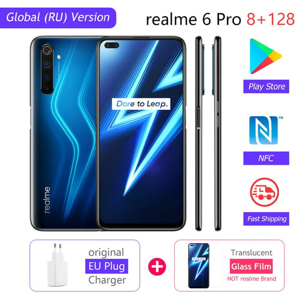 realme 6 Pro Mobile Phone 64MP Cam 8GB RAM 128GB ROM Snapdragon 720G Smartphone 90Hz Display 30W Flash Charge 4200mAh Cellphone