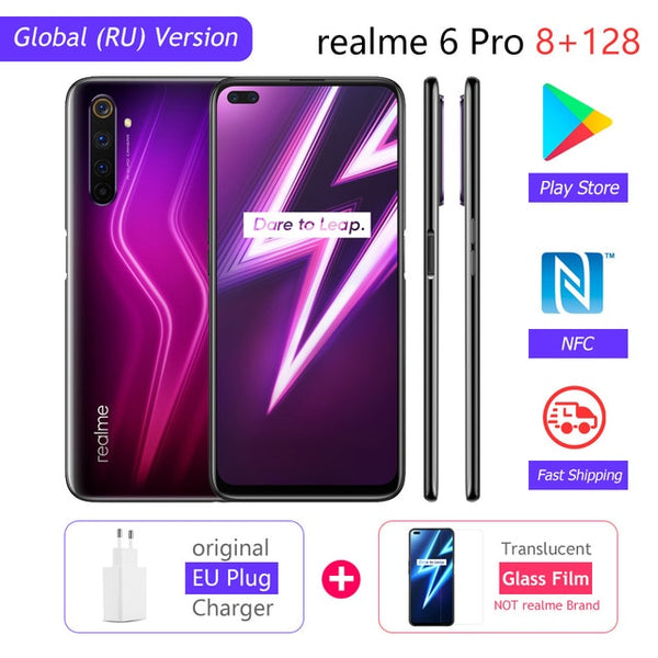 realme 6 Pro Mobile Phone 64MP Cam 8GB RAM 128GB ROM Snapdragon 720G Smartphone 90Hz Display 30W Flash Charge 4200mAh Cellphone