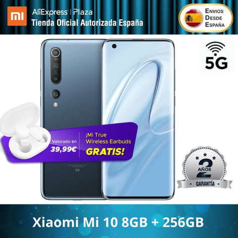 Xiaomi Mi 10 5G (256GB ROM con 8GB RAM Snapdragon™ 865 Android Nuevo Móvil) [Teléfono Móvil Versión Global para España]