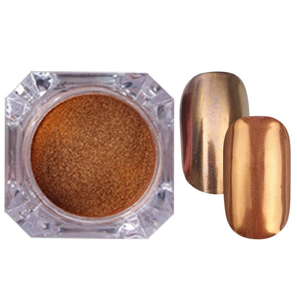Rose Gold Bubble Mirror Powder Metallic Nail Glitter Holographics Chrome Dust Sparkling Flakes Pigment Manicur Nail Art Decor