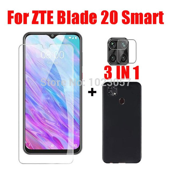 3-in-1 Case + Camera Tempered Glass On  For ZTE Blade 20 ScreenProtector Glass For ZTE Blade 20 Smart 2019 3D Glass