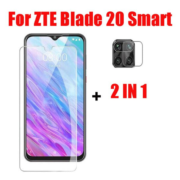 3-in-1 Case + Camera Tempered Glass On  For ZTE Blade 20 ScreenProtector Glass For ZTE Blade 20 Smart 2019 3D Glass