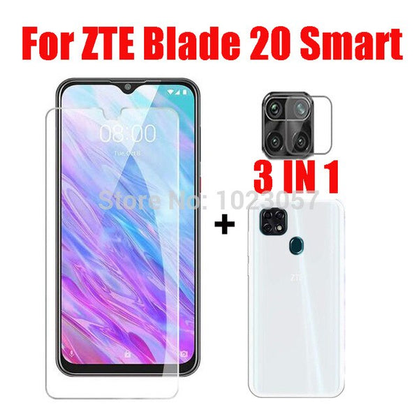 3-in-1 Case + Camera Tempered Glass On  For ZTE Blade 20 ScreenProtector Glass For ZTE Blade 20 Smart 2019 3D Glass