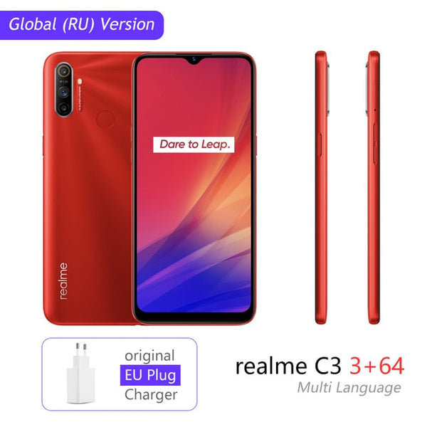 realme C3 Global Version 3GB RAM 32GB/64GB ROM 5000mAh Battery Helio G70 AI Processor 12MP+2MP+2MP AI 3 Rear Cameras Play Store