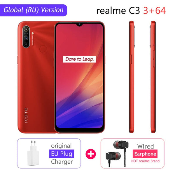 realme C3 Global Version 3GB RAM 32GB/64GB ROM 5000mAh Battery Helio G70 AI Processor 12MP+2MP+2MP AI 3 Rear Cameras Play Store