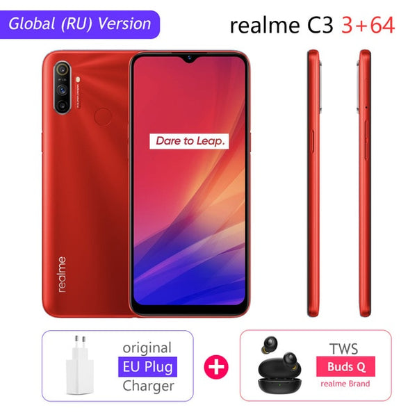 realme C3 Global Version 3GB RAM 32GB/64GB ROM 5000mAh Battery Helio G70 AI Processor 12MP+2MP+2MP AI 3 Rear Cameras Play Store