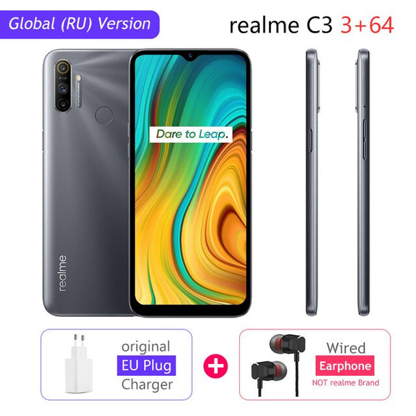 realme C3 Global Version 3GB RAM 32GB/64GB ROM 5000mAh Battery Helio G70 AI Processor 12MP+2MP+2MP AI 3 Rear Cameras Play Store